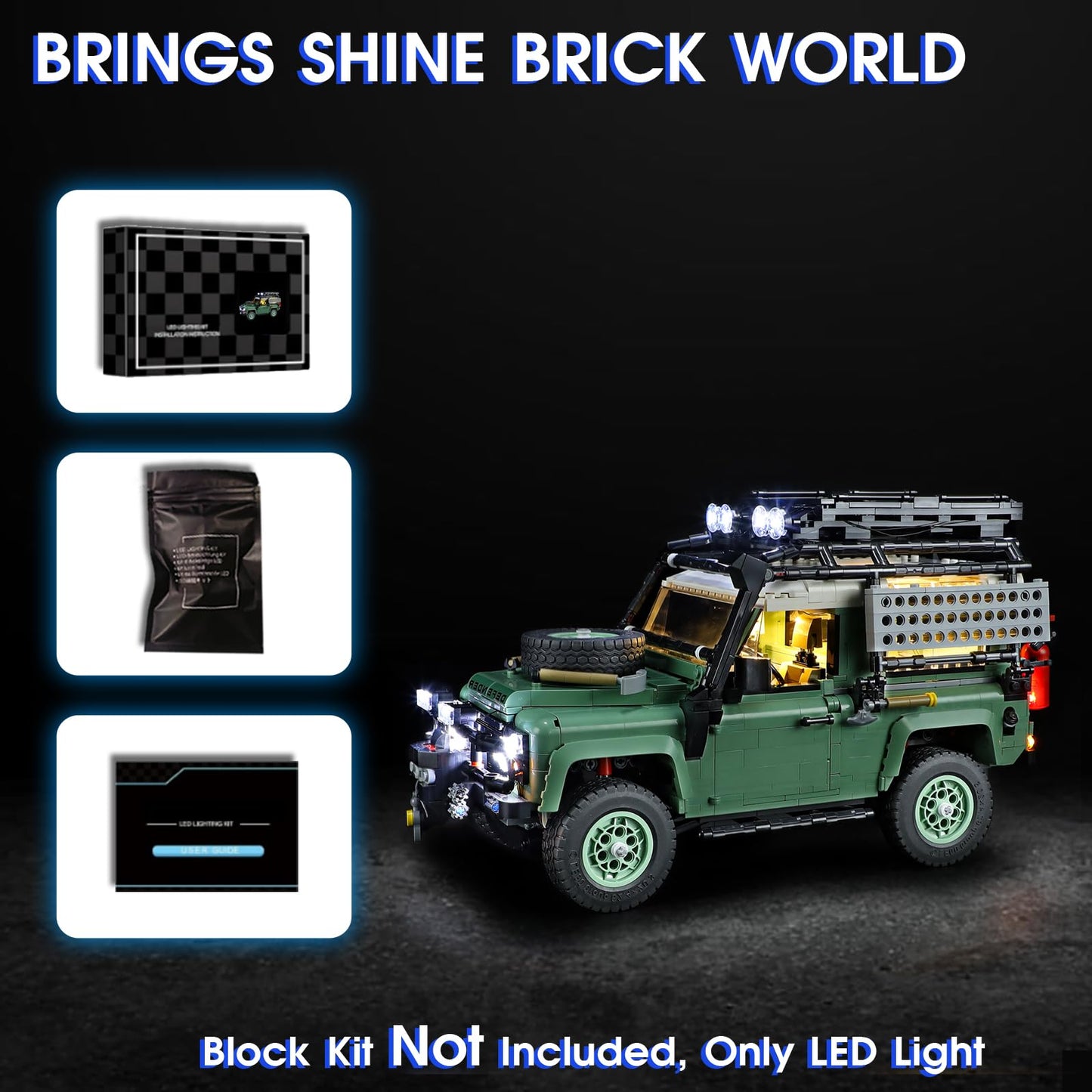 Vaodest Light for Lego 10317 Icons Land Rover Defender 90 Set – Light Kit (Light Only)