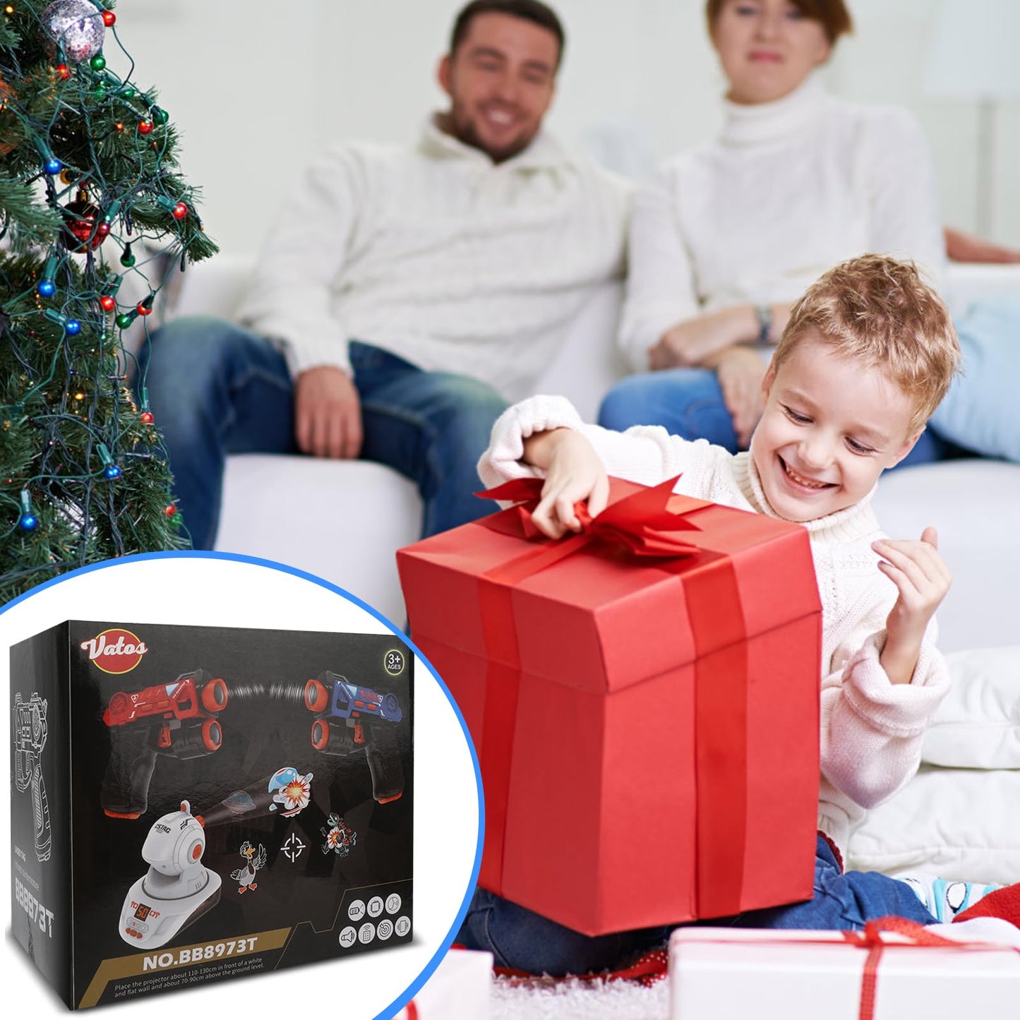 VATOS Infrared Laser Tag Set with Projector - 2-Player Mini Laser Guns for Kids 3+