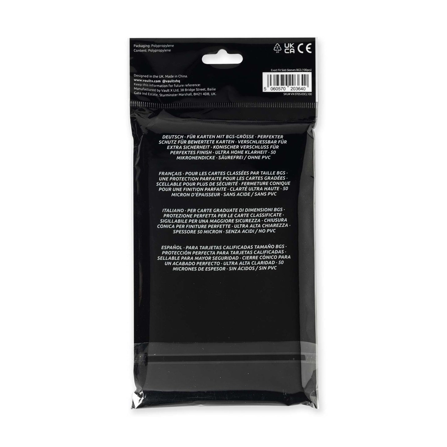 Vault X Exact Fit Slab Sleeves – 100 Pack for BGS/PSA Slabs