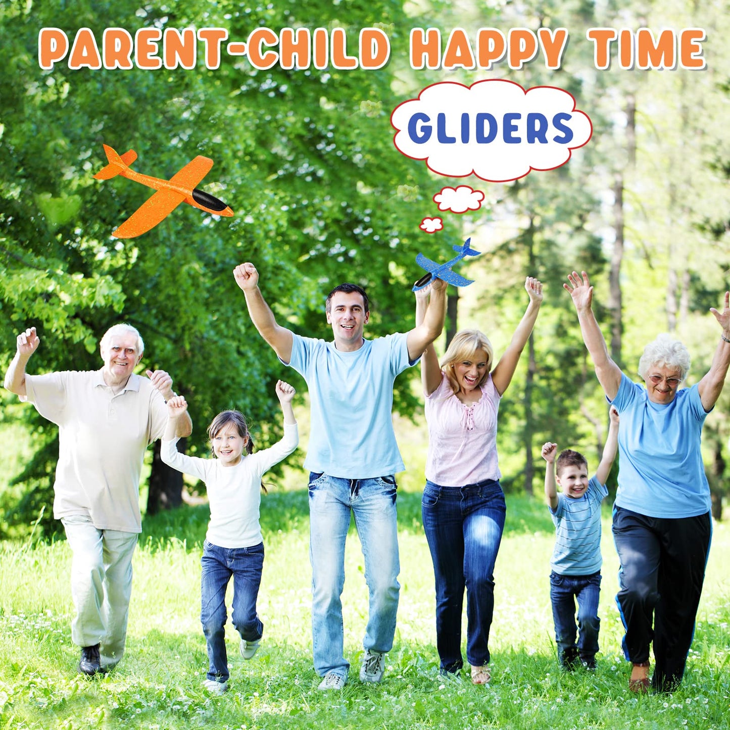 VCOSTORE 2 Pack Foam Airplanes – 13.3'' Glider Planes for Kids, Outdoor Flying Toys (Ages 3+)