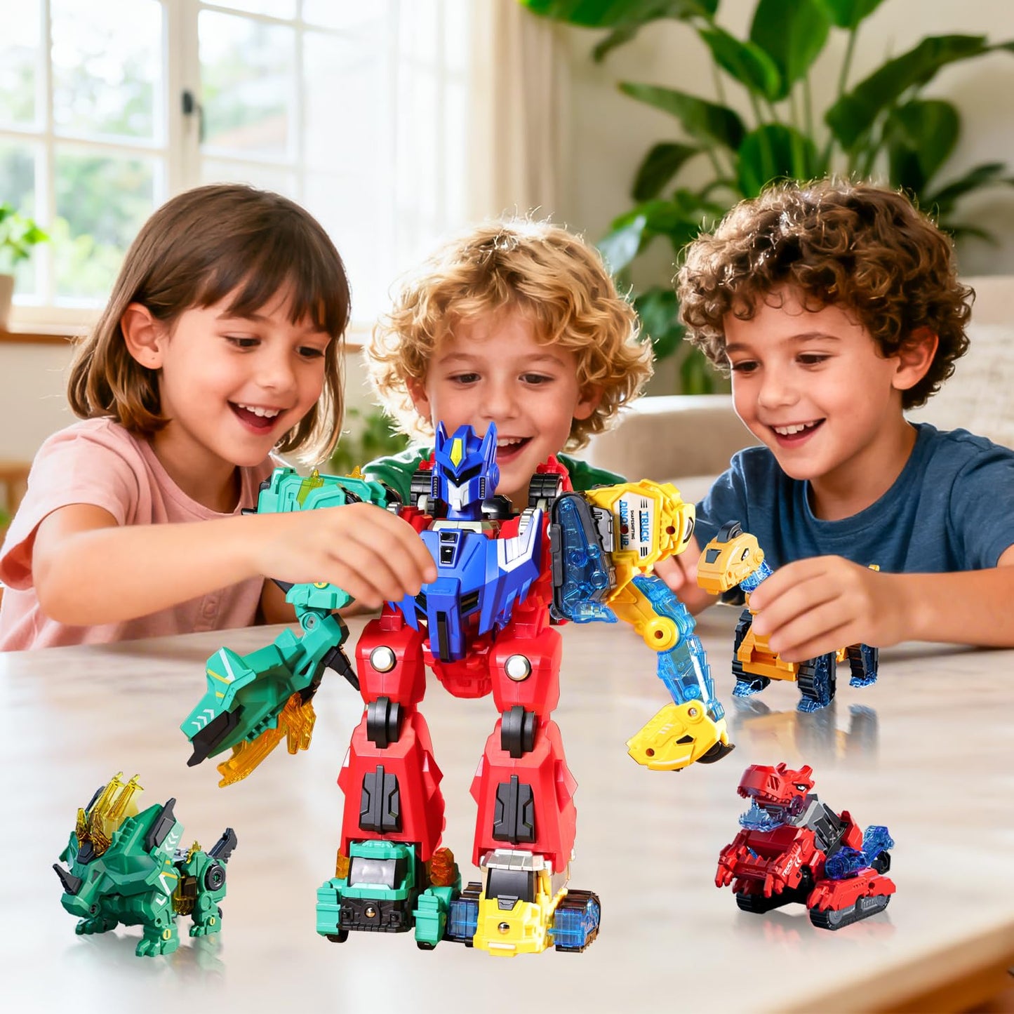VEAIS Magnetic Transform Dinosaur Robot Toys – 6 in 1 DIY STEM Playset for Kids 3-6