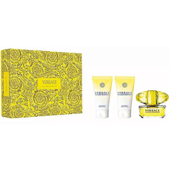 Versace Yellow Diamond Gift Set 50ml EDT + 50ml Shower Gel + 50ml Body Lotion Women's Fragrance