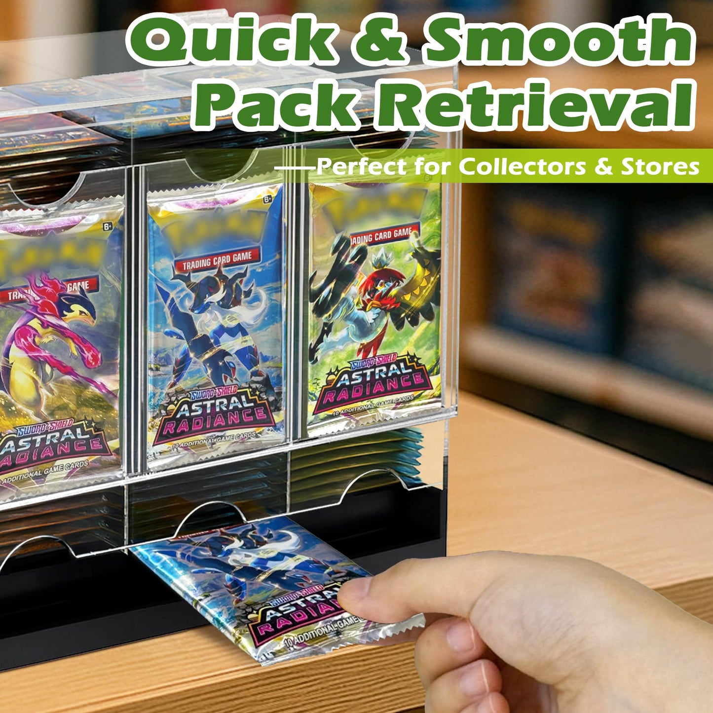 Verssure 5-Slot Booster Pack Dispenser with Non-Slip Base – Acrylic Card Holder for Trading Cards (Fits 200 Packs)