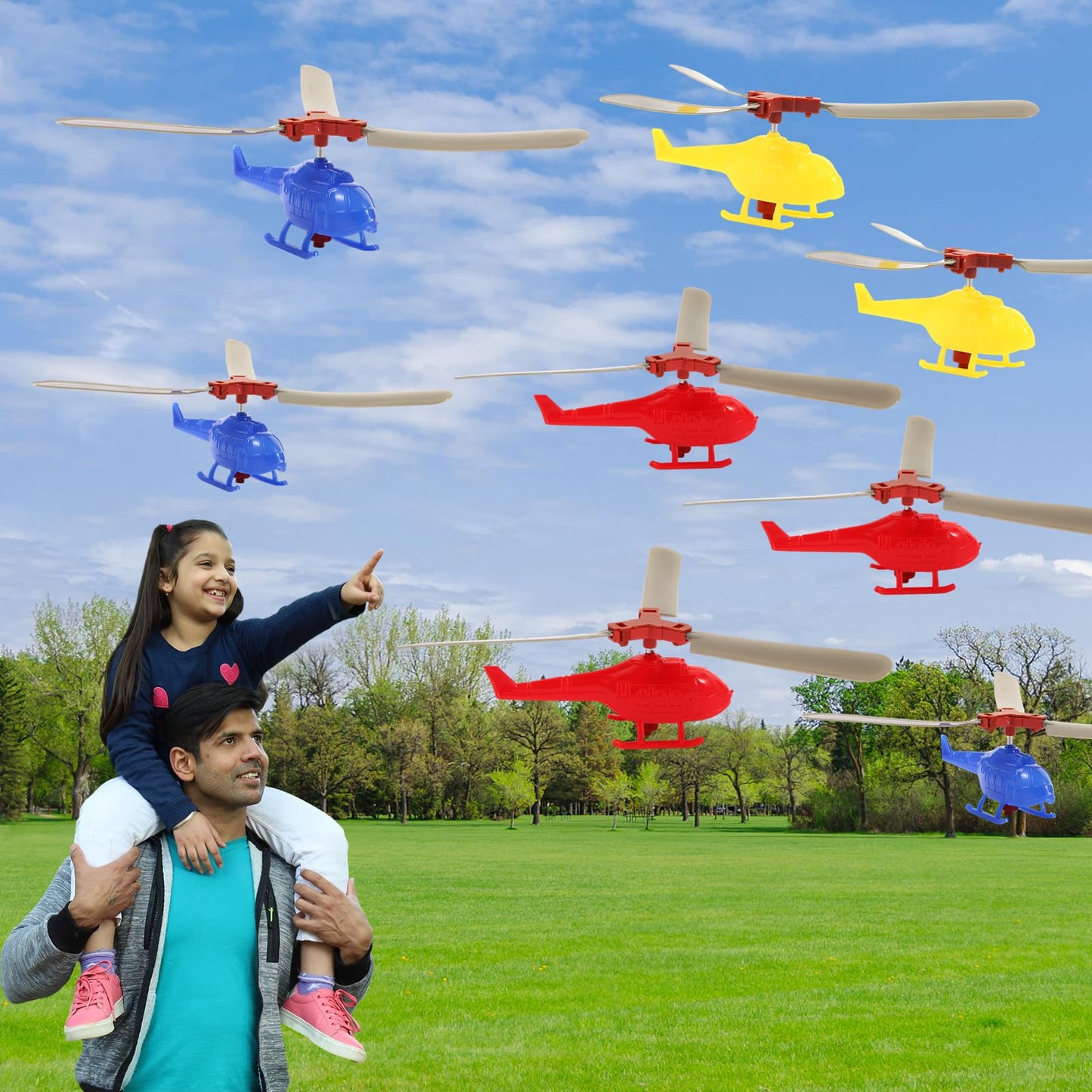 VETE 8-Pack Flying Helicopters for Kids – 360° Rotating Toys, Party Favors & Classroom Prizes