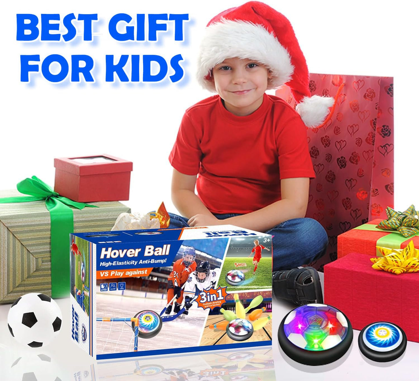 VIBZONFU Hover Soccer Ball – 2-in-1 LED Hover Toy for Kids (Indoor/Outdoor)