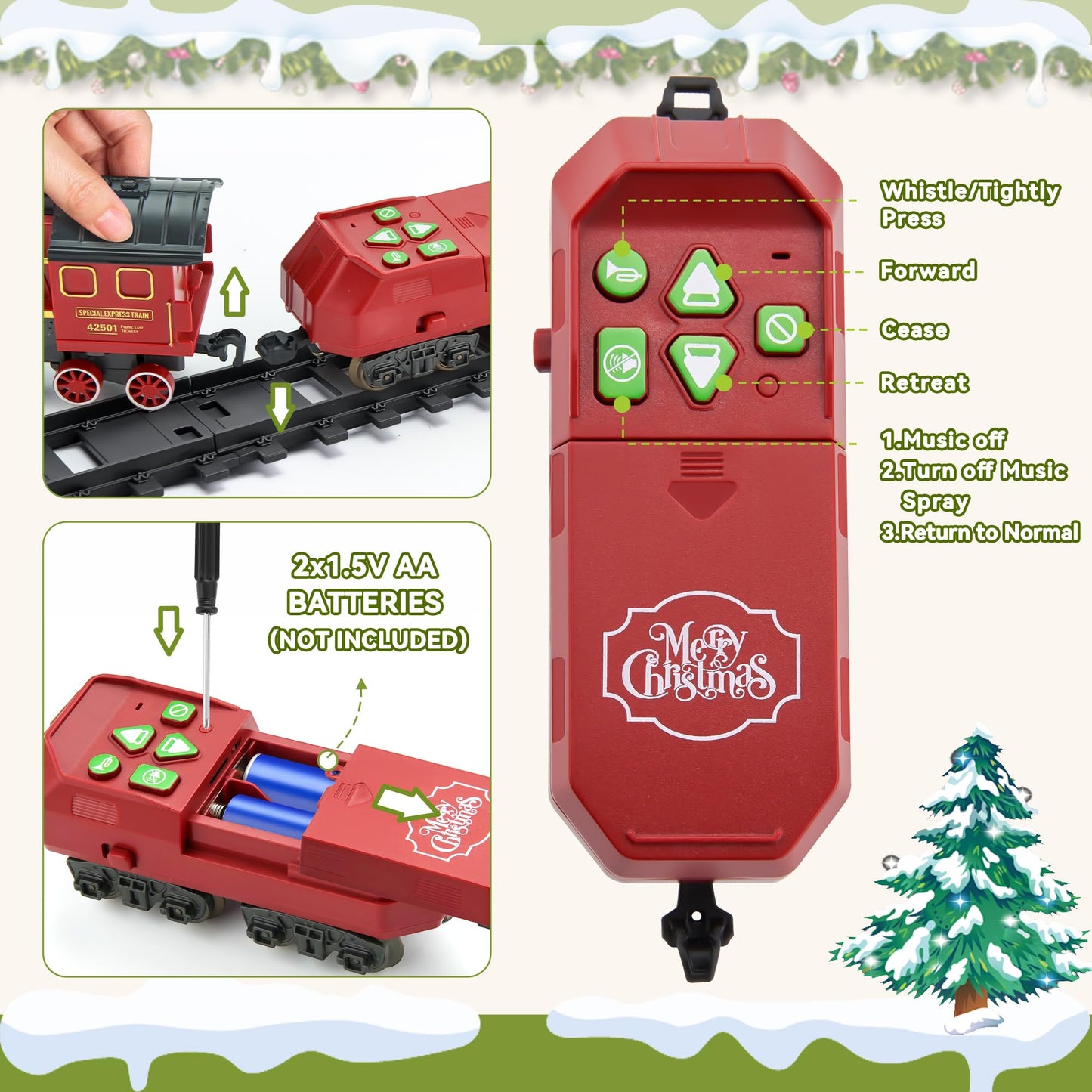 VigorFun Train Set with Gift Case – Smoke, Light & Sound for Christmas Tree Play
