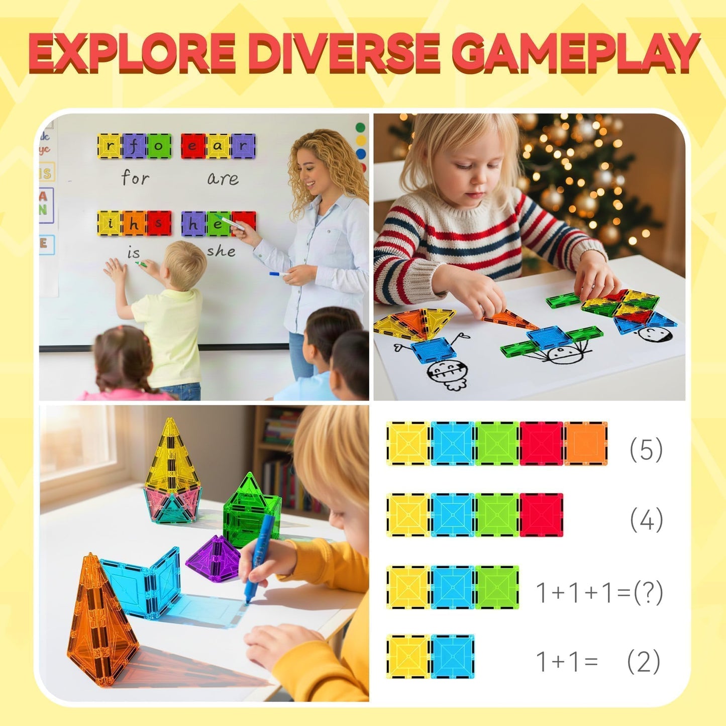 VigorFun Magnetic Tiles Building Toys – 120-Piece Deluxe STEM Kit for Kids Ages 3-8