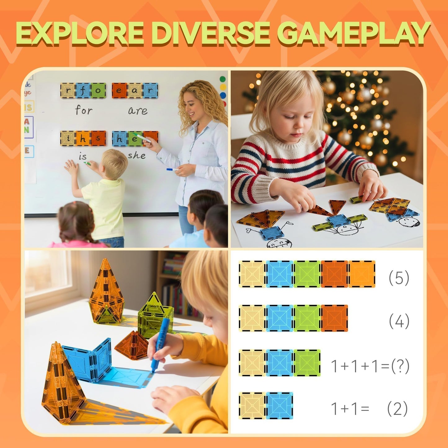 VigorFun Magnetic Tiles Set – 120-Piece STEM Building Toys for Kids 3-8 | Safe, Compatible, Gift-Ready