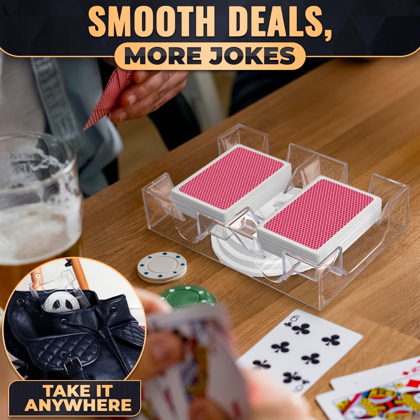 VIKROM Playing Cards Holder Rotating 360° – Compact 2-Deck Tray for Poker, Canasta & More | Valentine’s Gift