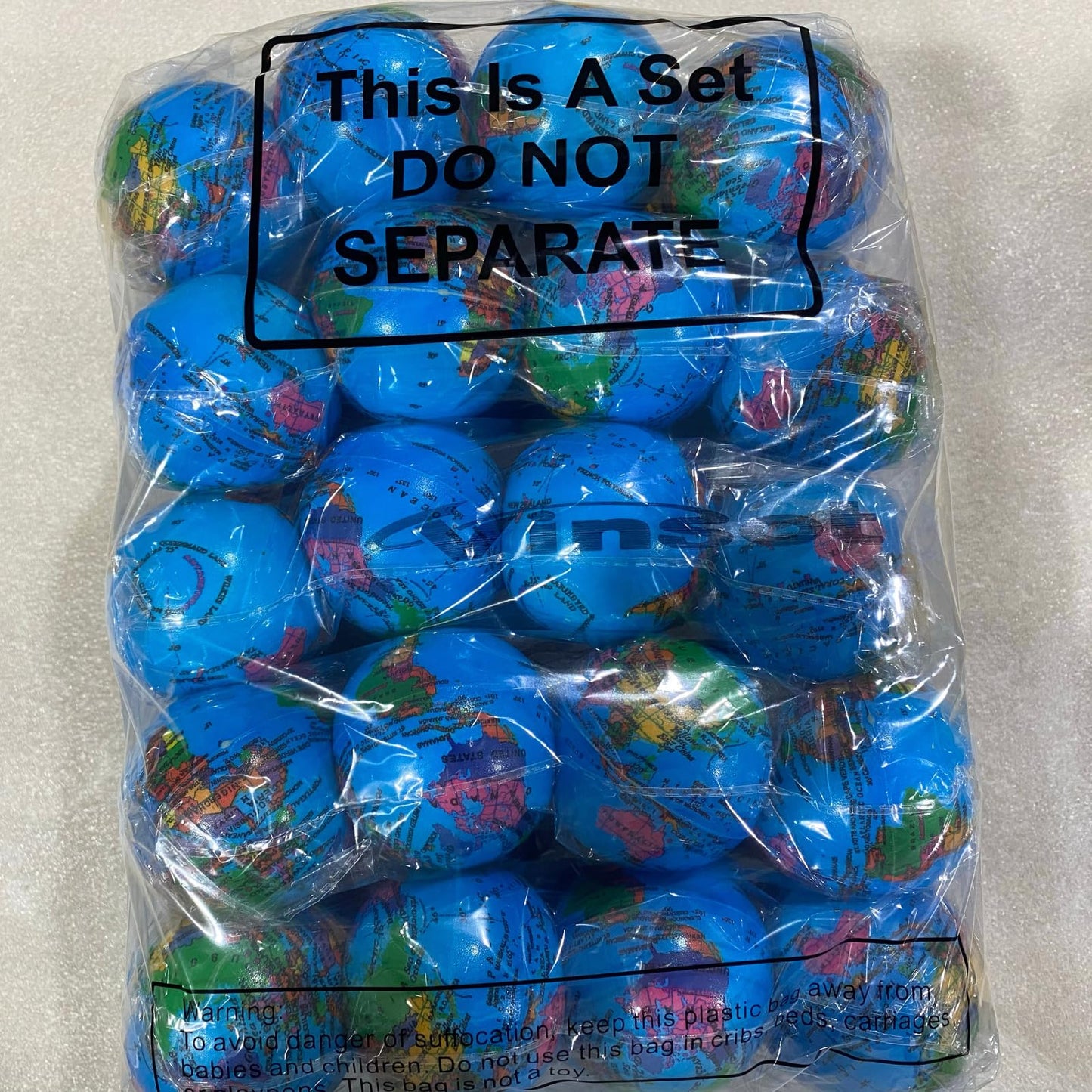 Vinsot 60 Pack Globe Squeeze Balls – 2.5-Inch Mini Earth Stress Balls for Finger Exercise, Classroom & Office
