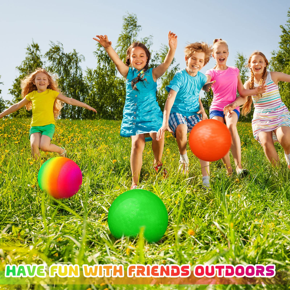 Vinsot 12 Pack 8.5 Inch Playground Balls with Pump – Bulk Bouncy Balls for Kids, Indoor & Outdoor (Mixed Color)
