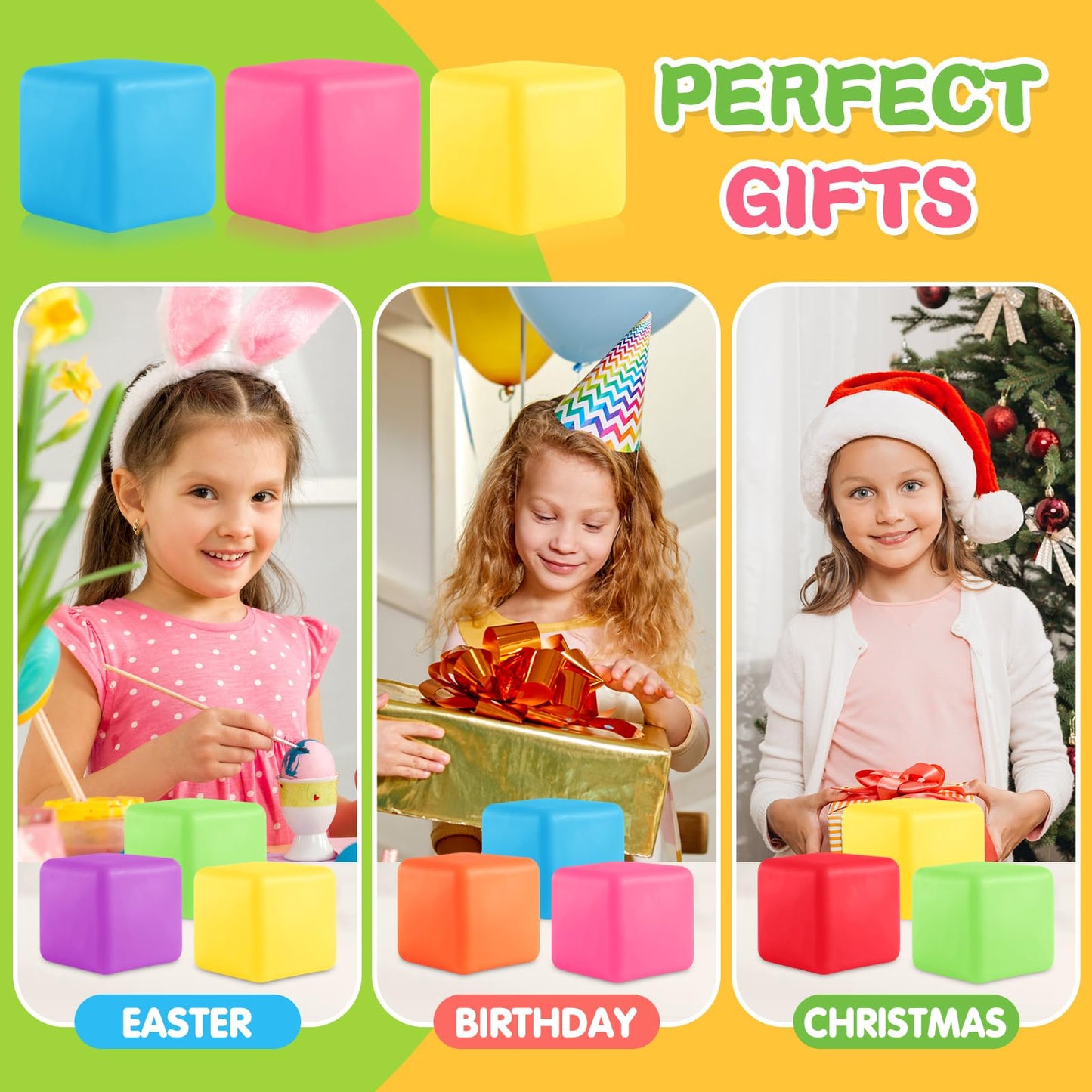 Viroucal Fidget Cube 4-Pack – Slow Rising Stress Balls for Kids & Adults, Soft Squishy Toys for Focus