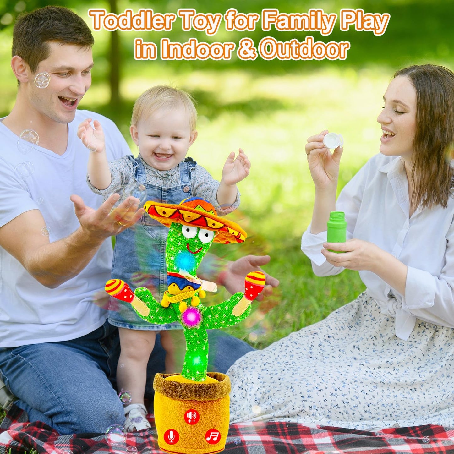 Vitosup Rechargeable Dancing Talking Cactus Toy – Adjustable Volume, Recording, LED Lights