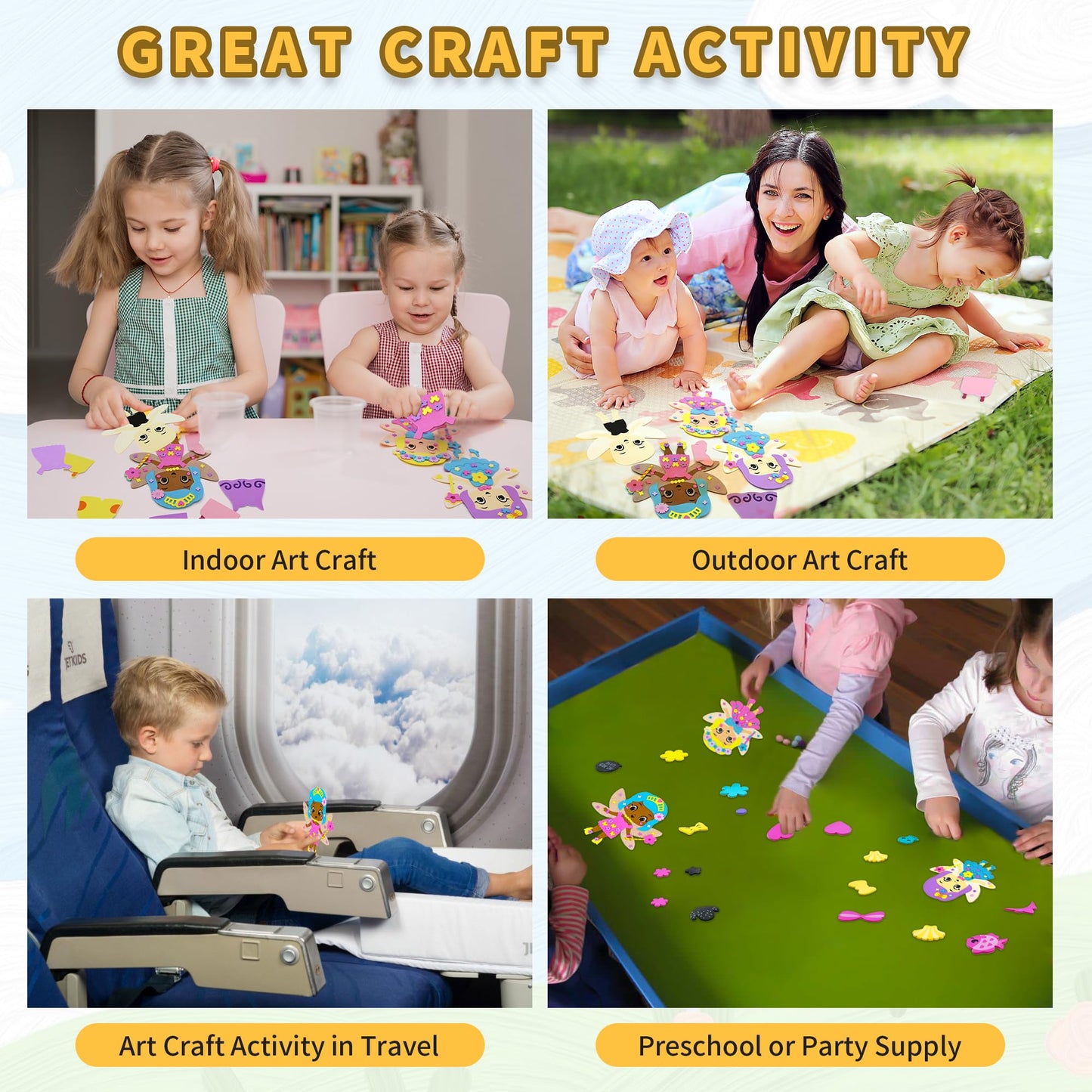 VKPI 4 Pieces EVA Foam Art Crafts Gift Kit — Create Your Own Fairies for Kids 4+