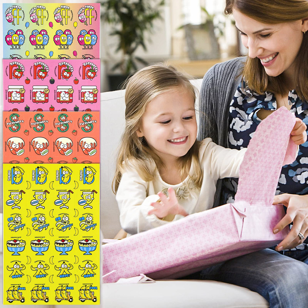 VKPI Scratch and Sniff Stickers – 1152 Pieces, 24 Scents, 48 Sheets, 144 Designs | Fun Rewards for Kids