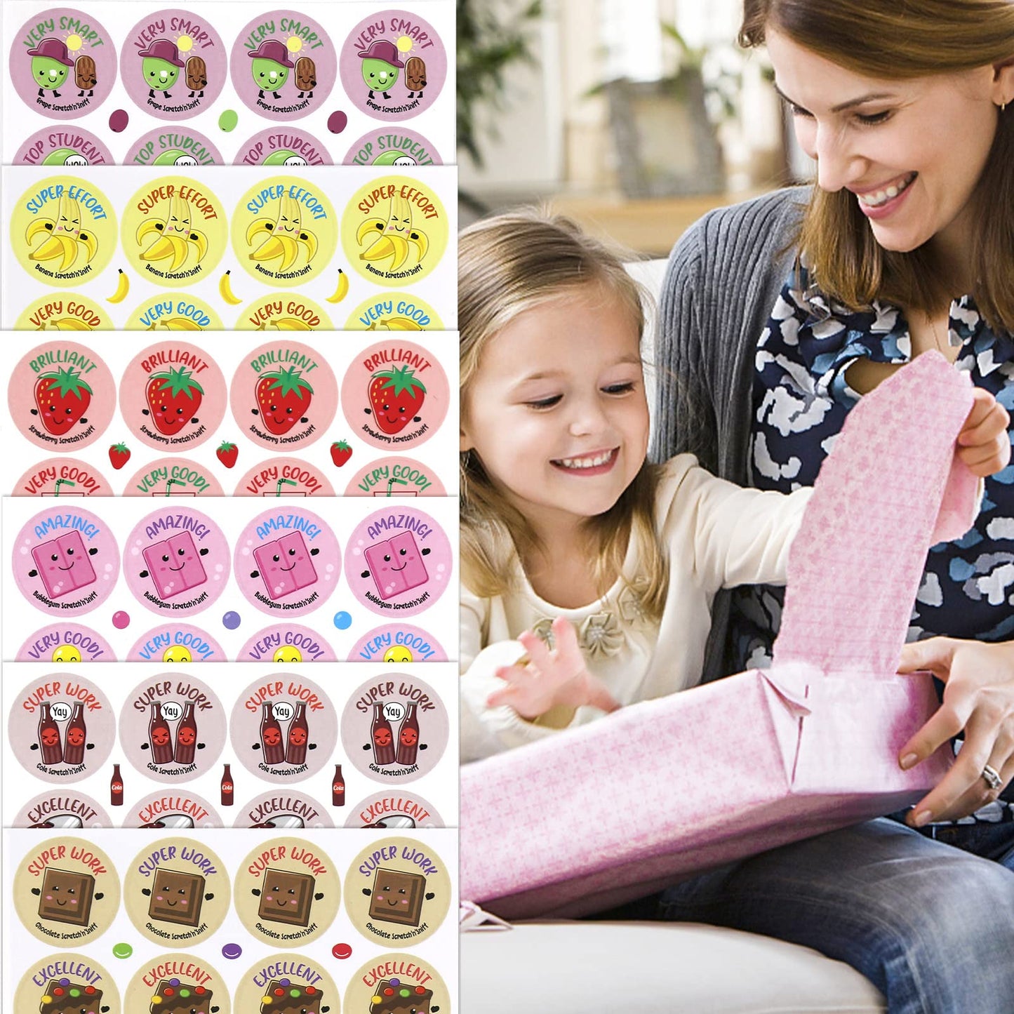 VKPI Scratch and Sniff Stickers – 1152 Pieces, 12 Scents, 48 Sheets for Kids