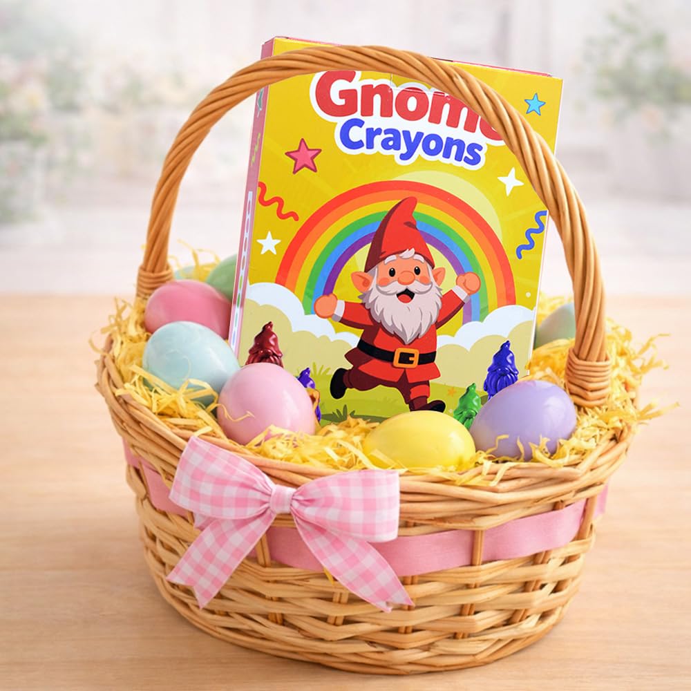 VKTEN Easter Gnome Crayons – 12-Pack Chunky 3D Toddler Coloring Set for Easter Baskets