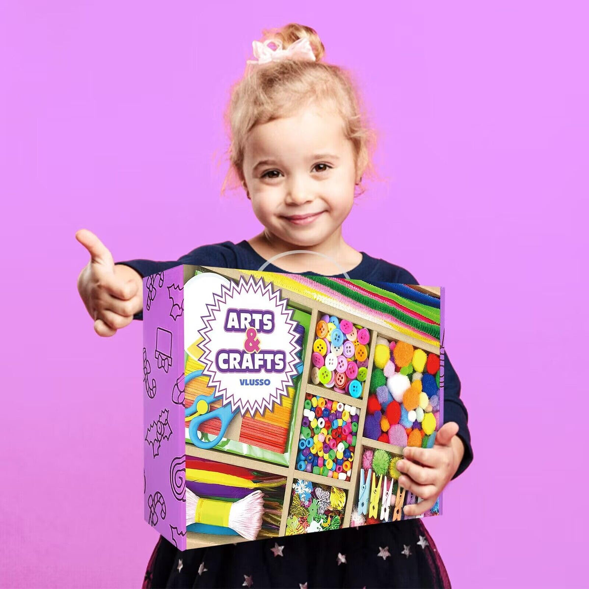 VLUSSO 3000Pcs DIY Arts & Crafts Kit for Kids – All-in-One Craft Set for Ages 4-12