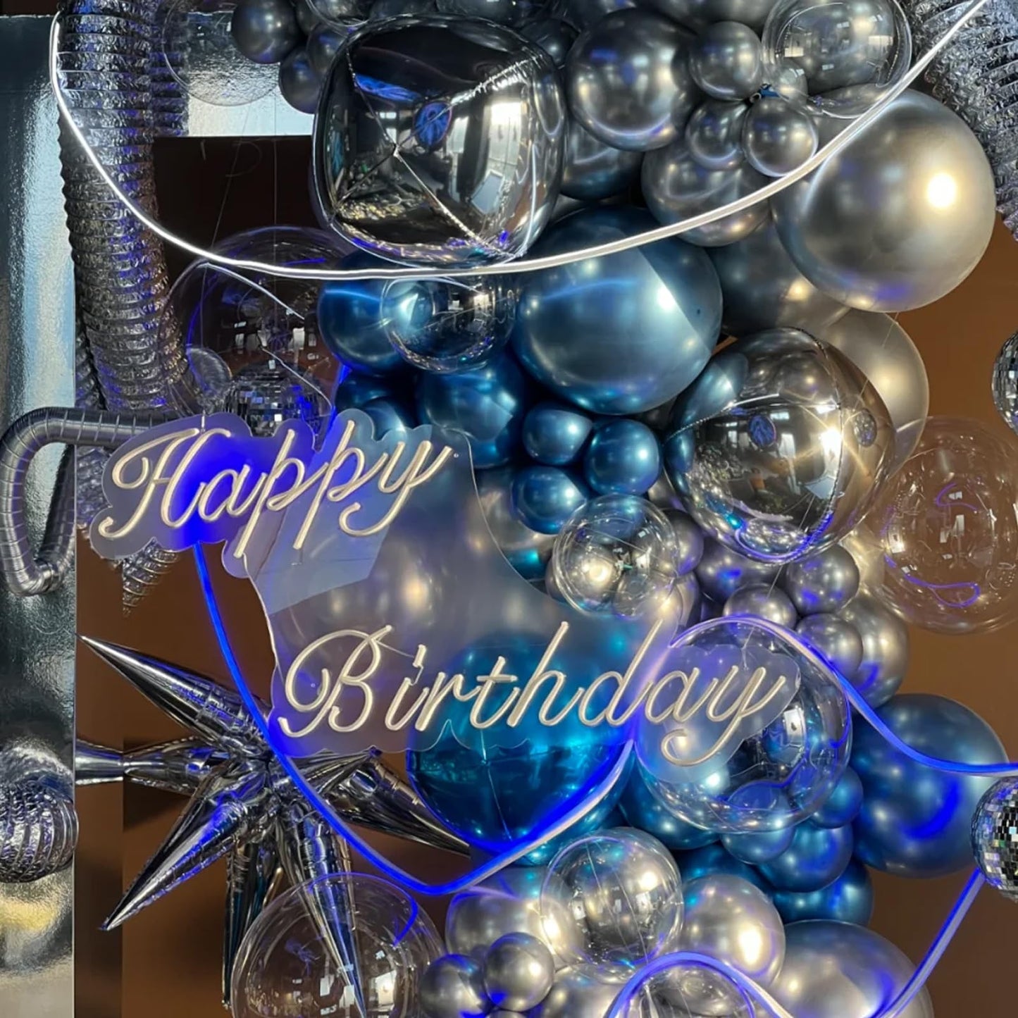 Voircoloria 90-Pack Metcllic Blue Balloon Garland Kit – 18/12/10/5 Inch for Weddings, Graduations & Parties