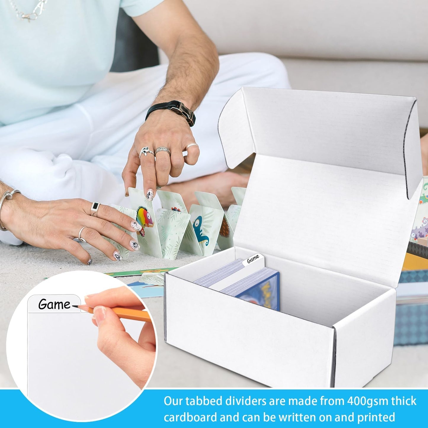 VOKOY Trading Card Storage Box with Dividers – 6 Pack, 400-Card Bulk Case (7.5in x 4in x 3in)