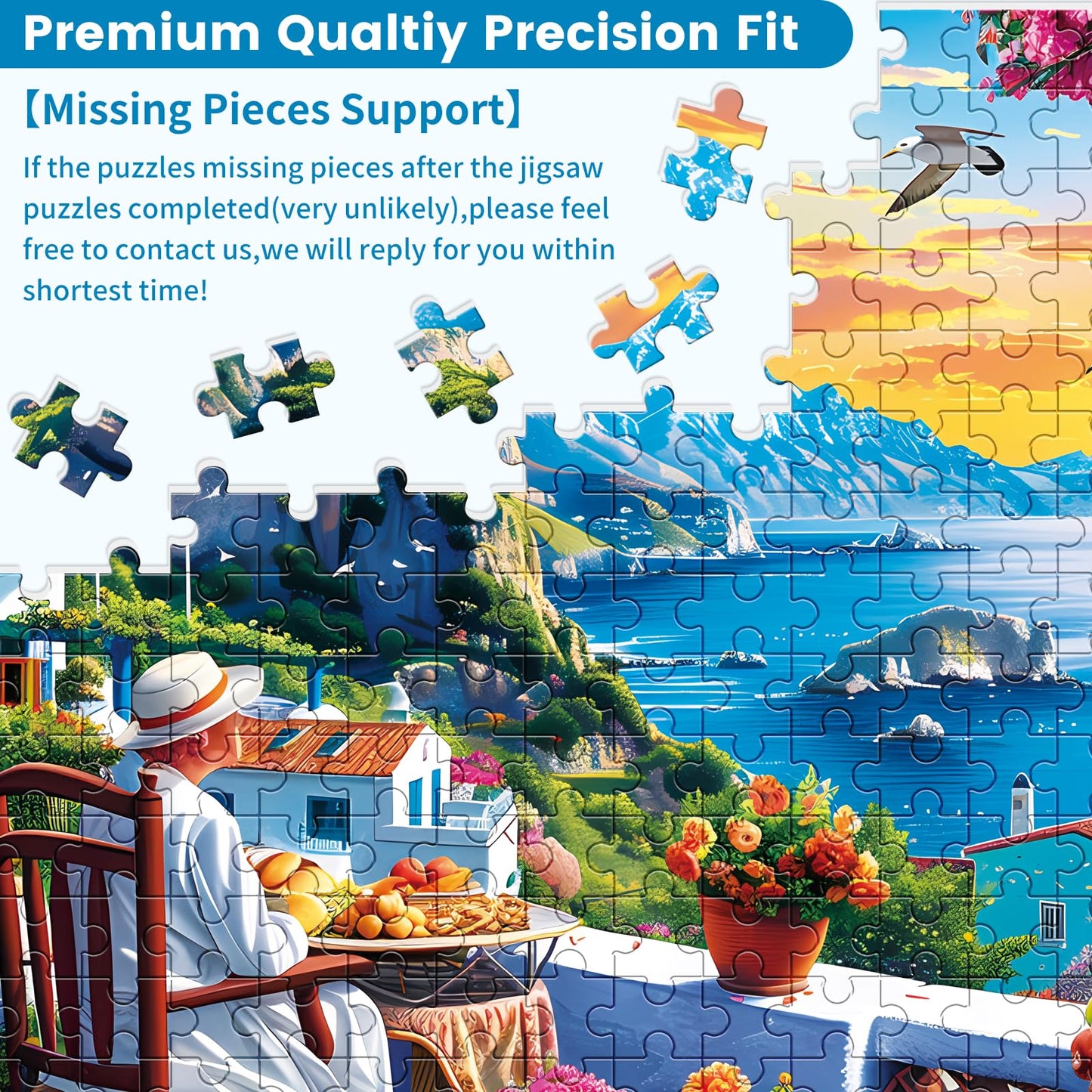 Voluvolu 500 Piece Seafront Puzzle for Adults – Nature Landscape Jigsaw (20.5×15 in)