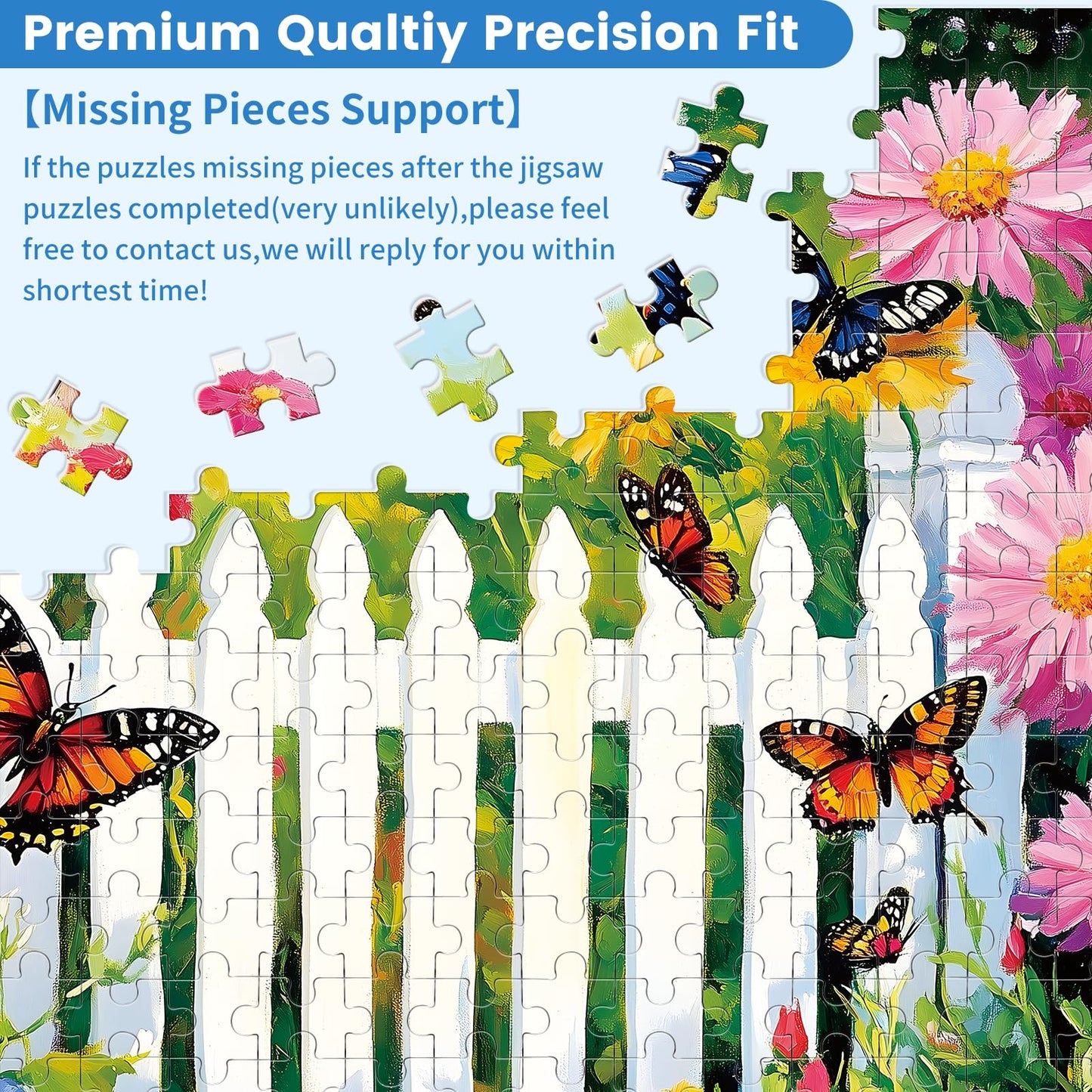VOLUVOLU 300-Piece Flower & Butterfly Puzzle for Adults | 20.5 x 15 in