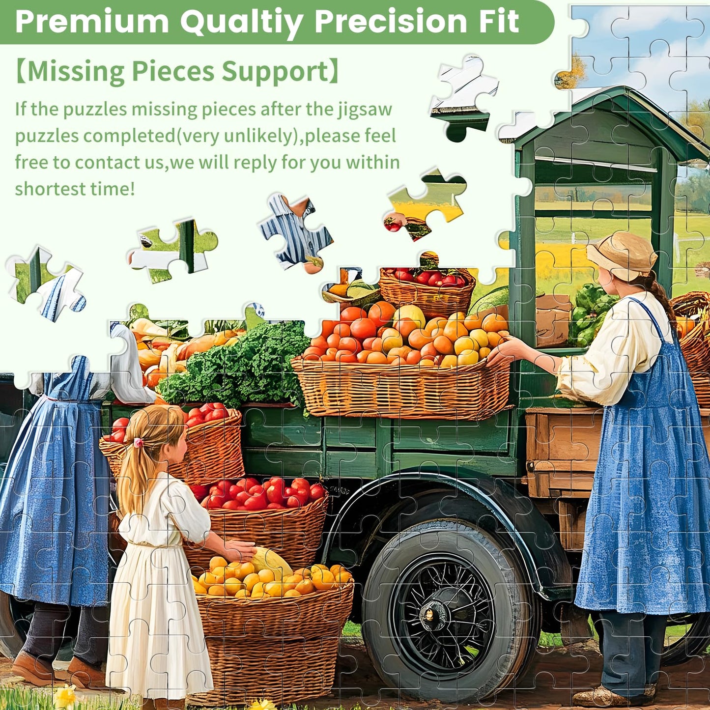 VOLUVOLU 500-Piece Jigsaw Puzzle for Adults – Pasture Farm Scene (Dogs & Vegetables) 20.5 x 15 in