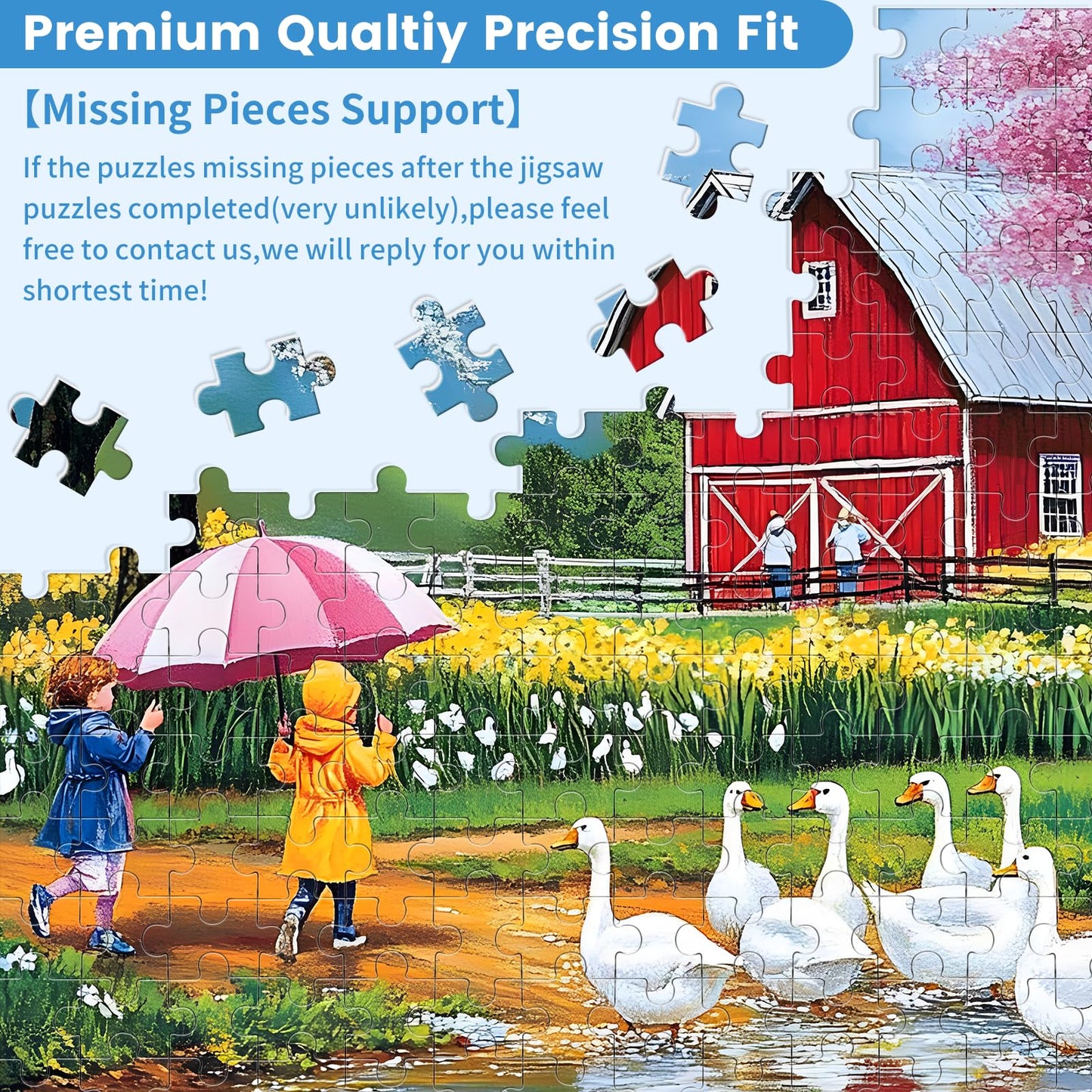 VOLUVOLU 500-Piece Farm Jigsaw Puzzle for Adults – Rainy Day Scene, 20.5 x 15 in | Gift Idea