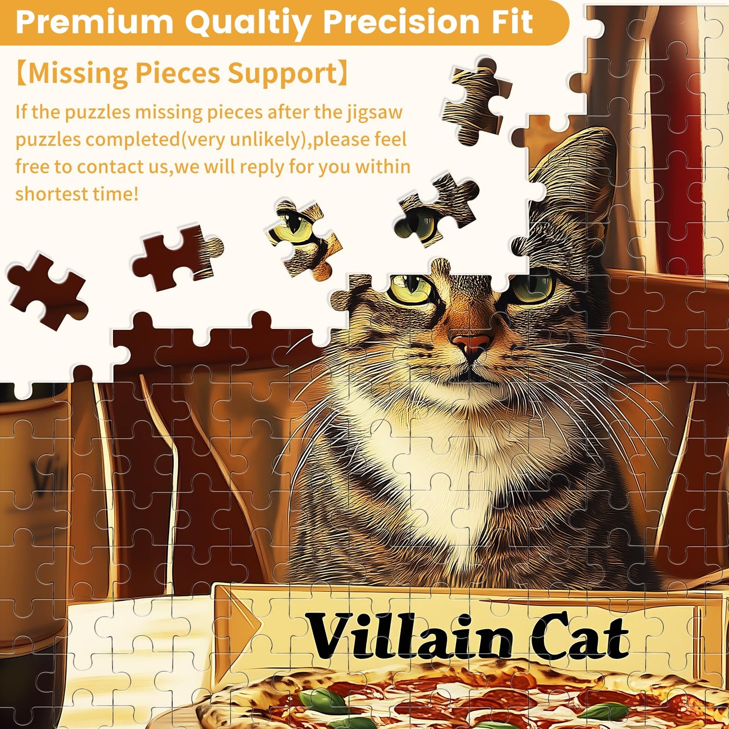 VOLUVOLU 300-Piece Cat Puzzle – Villain Cat Dining Scene | Gift for All Ages
