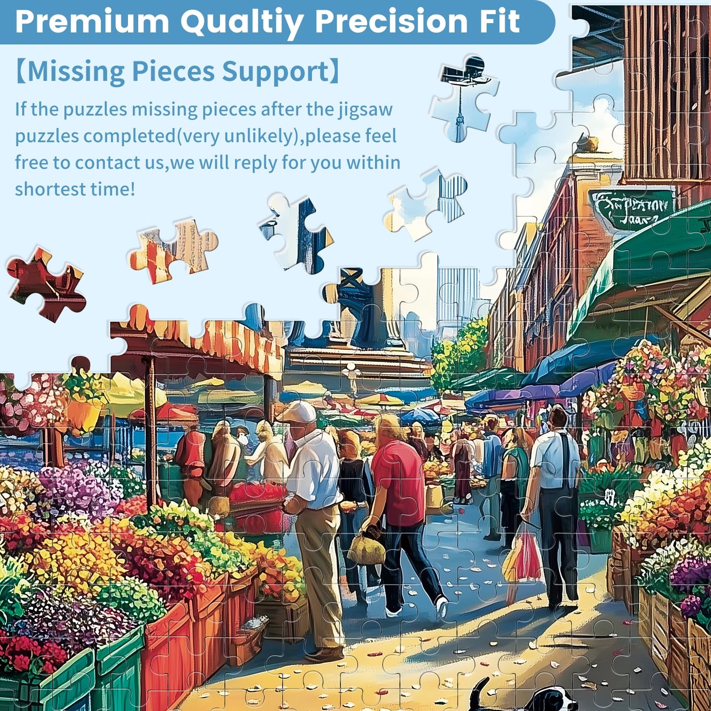 VOLUVOLU 500 Pieces Landscape Puzzle for Adults – Flowers & City Scene – Gift for Birthday, Home Decor (20.5 x 15 in)