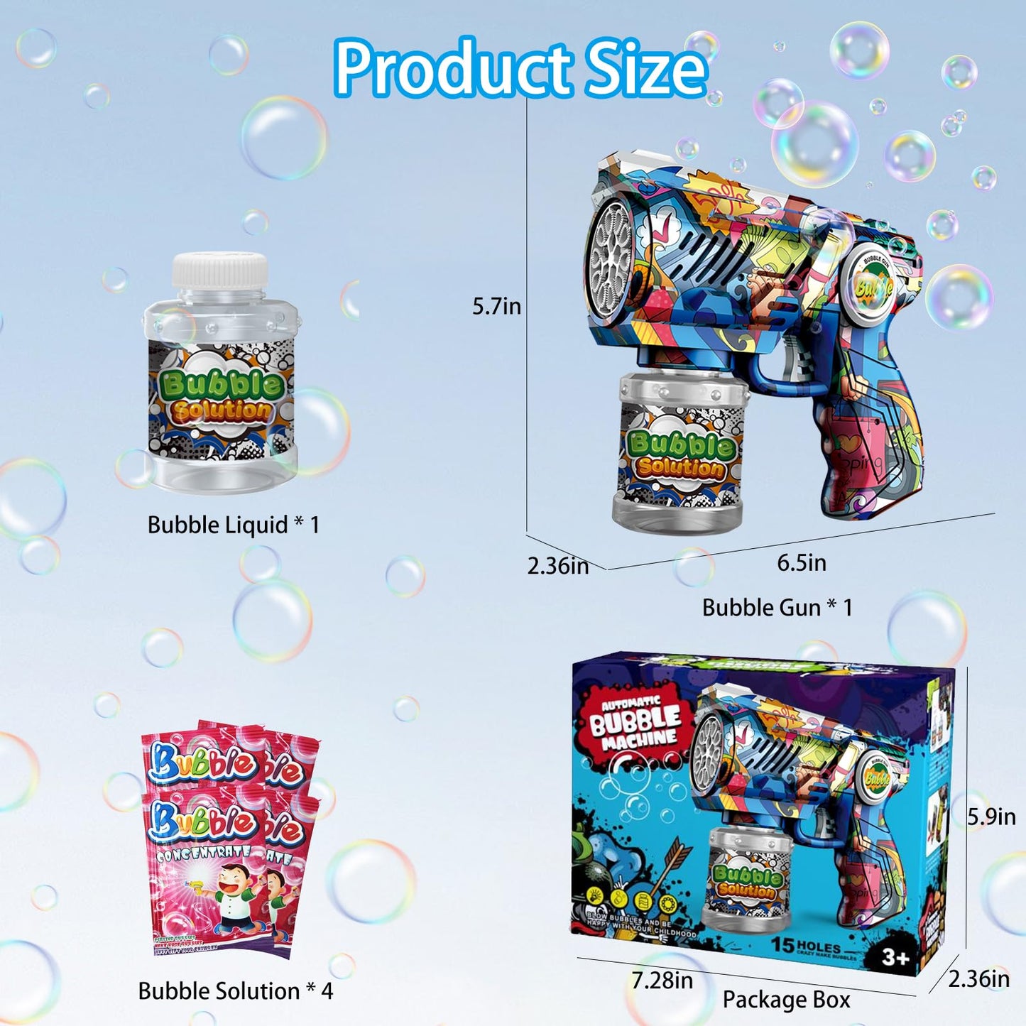 VORBLIX Bubble Gun with LED Lights – 10-Hole Automatic Bubble Machine for Kids 3-8