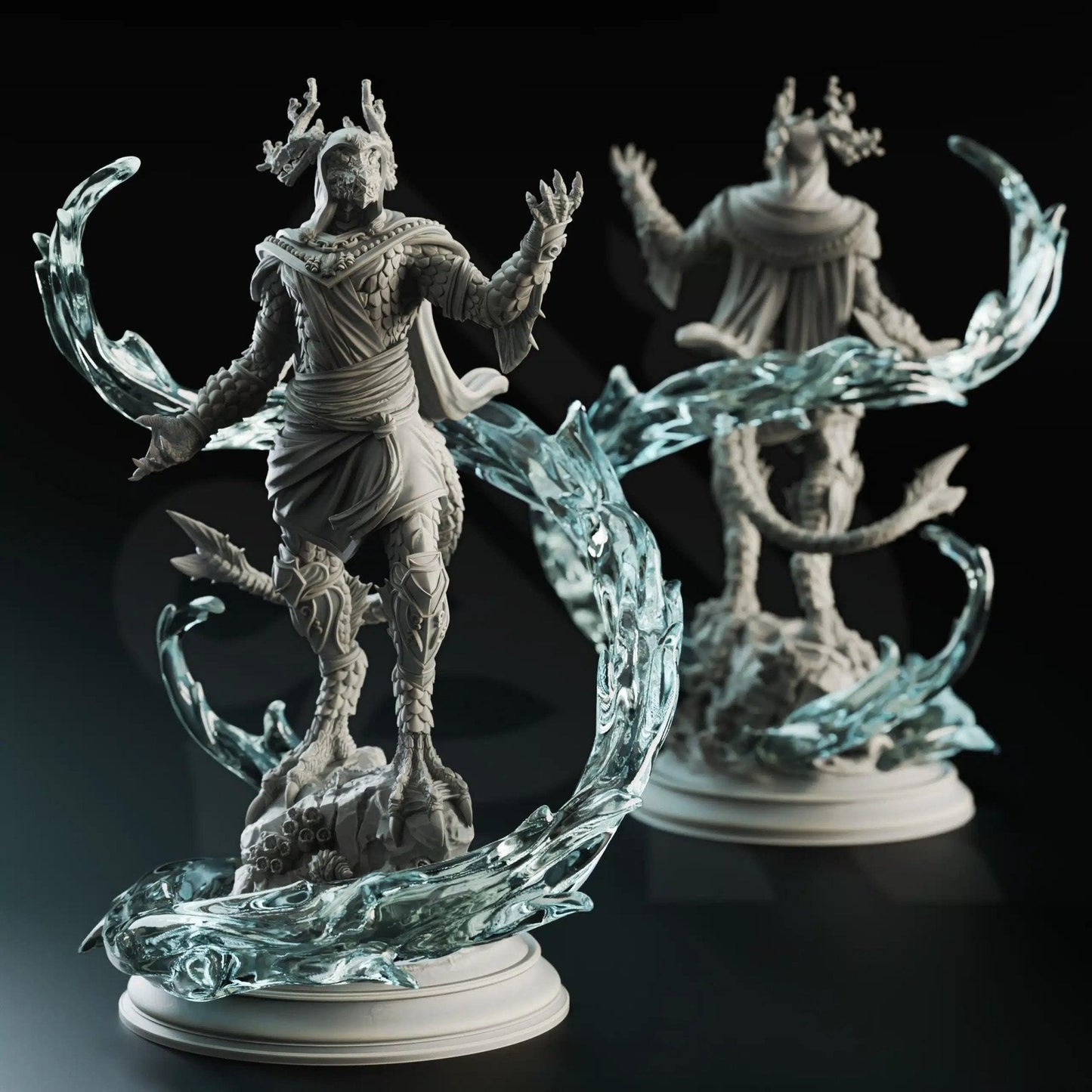 Voskathar Dragonborn of the Tides - 3D Printed Sorcerer Character Miniature