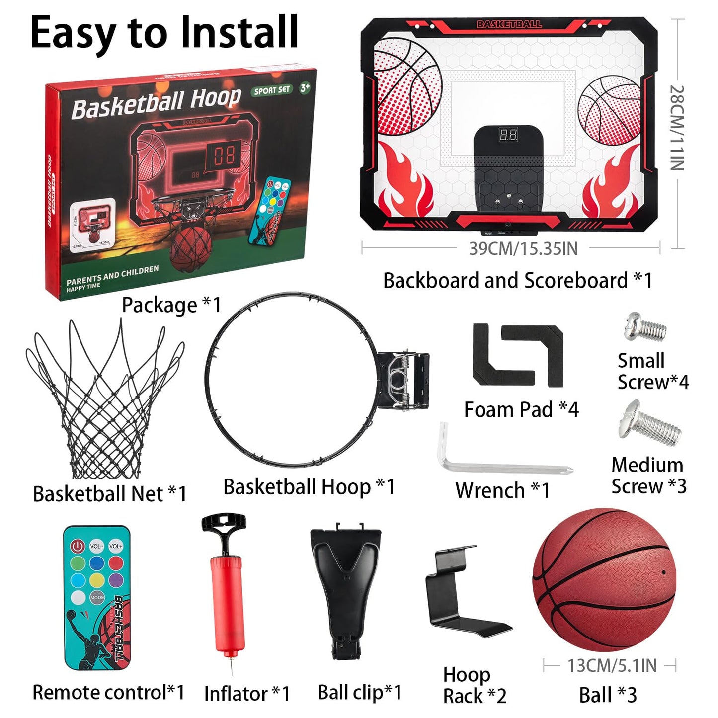 VROGTIK Indoor Basketball Hoop for Kids – LED Lights & Scoreboard