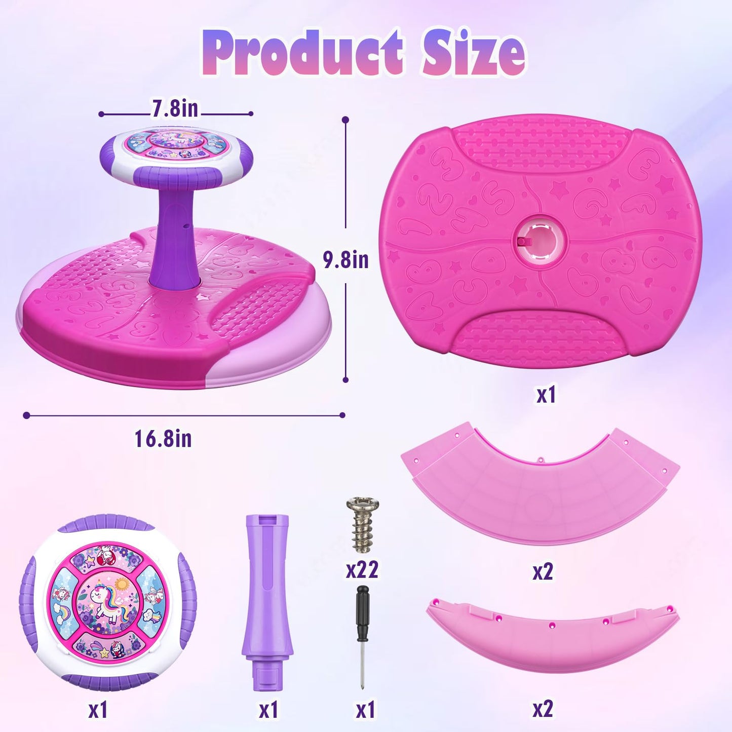 VROGTIK Sit and Spin Toy for Toddlers 1-3 | 360° Spin, LED Lights & Music