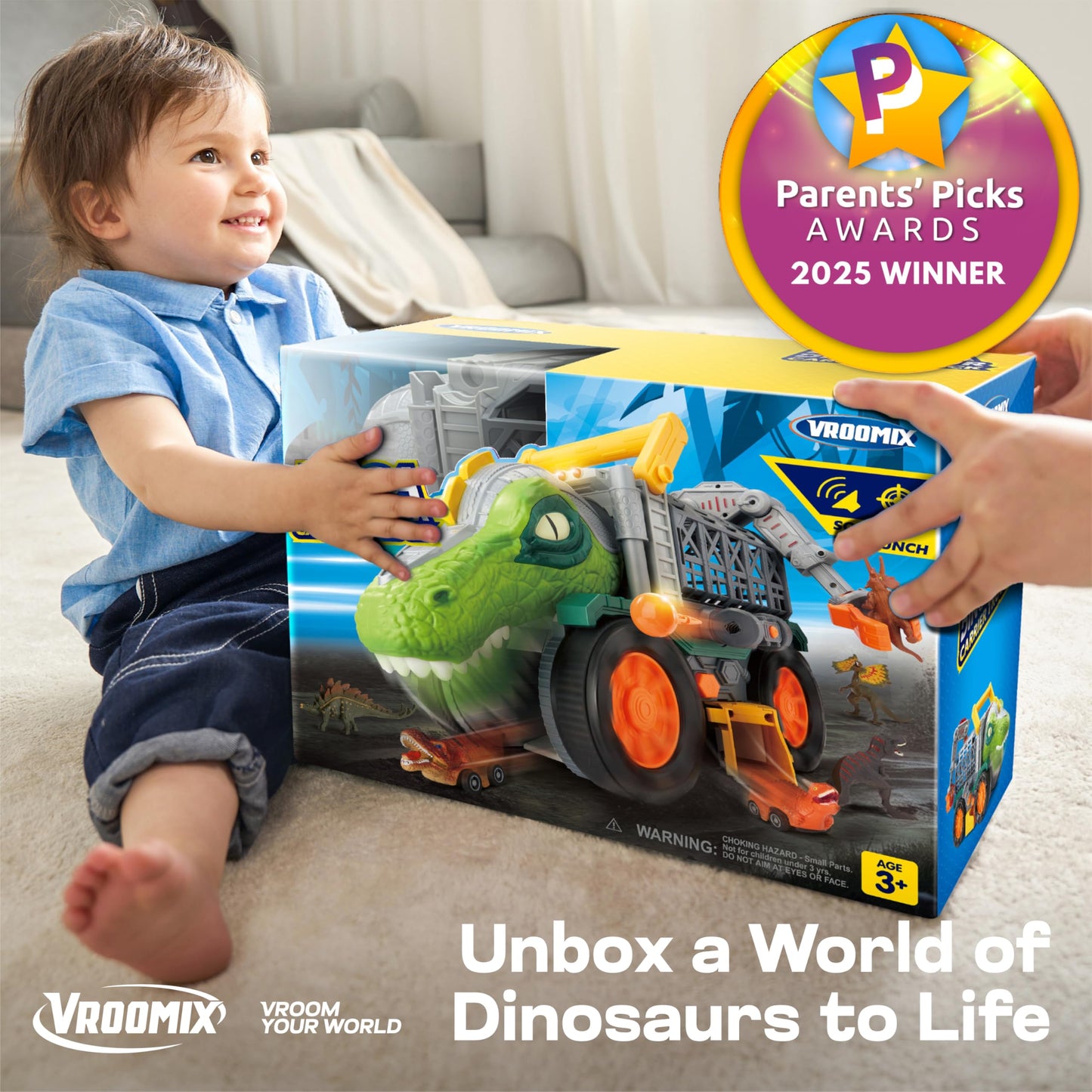 Vroomix JOVA Dinosaur Monster Truck – Extra-Large Toy with Launcher, Crane & Tunnel
