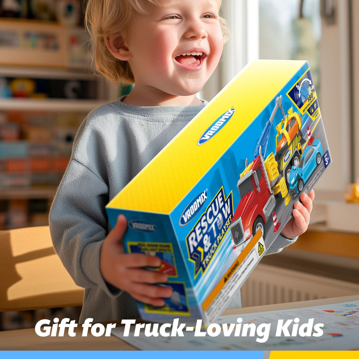 Vroomix JOVA Tow Truck Toys for Kids | Crane, Lights & Sounds | Gift for Ages 3-7