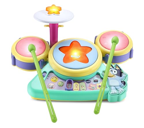 VTech Bluey Hooray Drum Set – Interactive Kids Drum Kit with Light-Up Pads