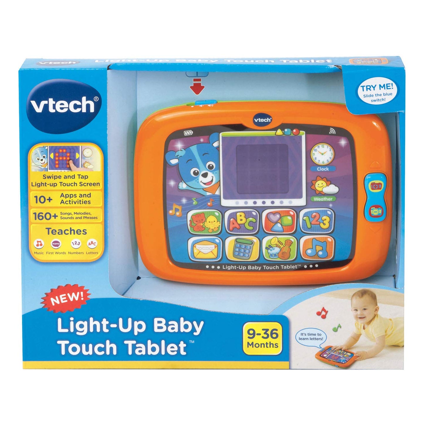 VTech Light-Up Baby Touch Tablet – Orange | Letters, Shapes & More for Toddlers