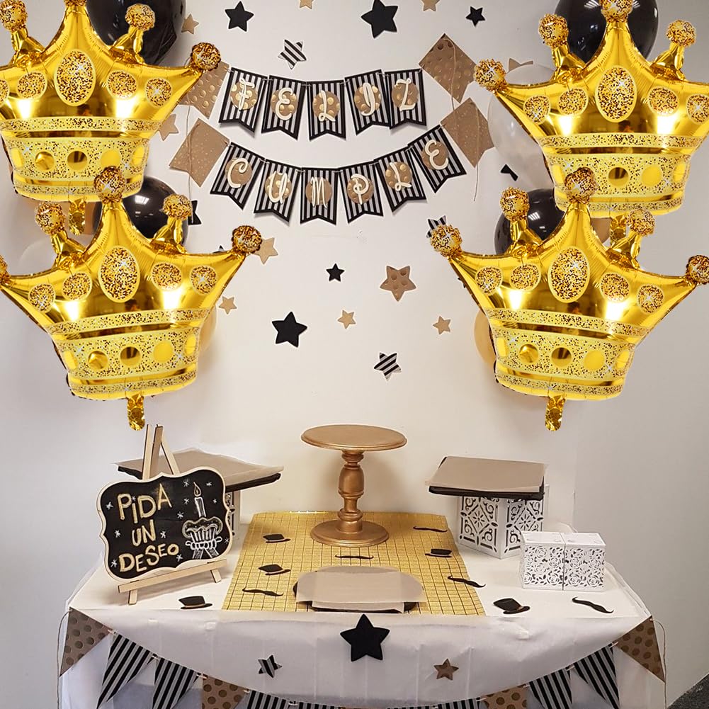 Vuzvuv 4 Pcs Gold Crown Balloons 24 Inch – Foil Crown Balloons for Weddings, Baby Showers, and Anniversaries