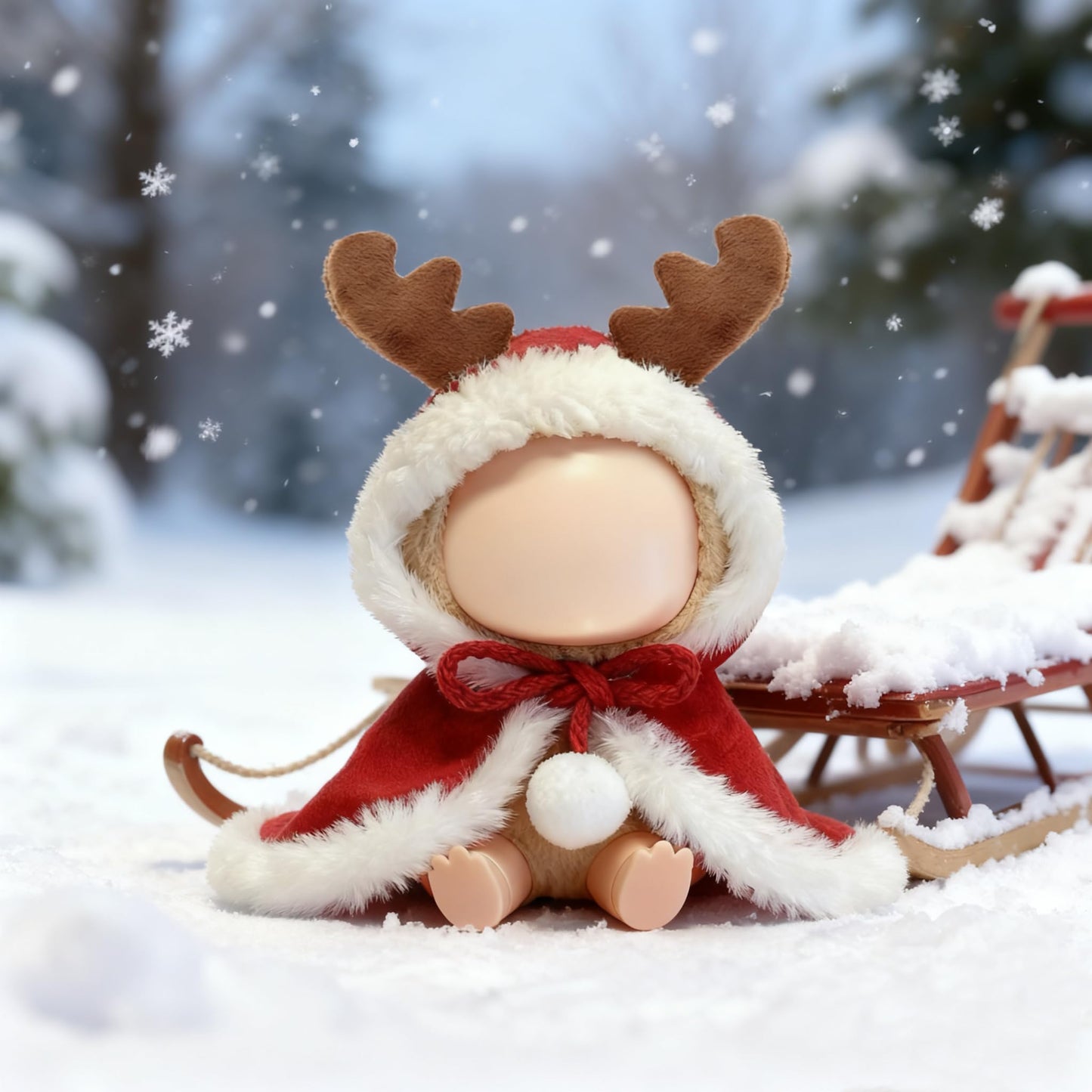 VVQUI Christmas Doll Clothes for 17cm Dolls | One-Piece Festive Cloak Set