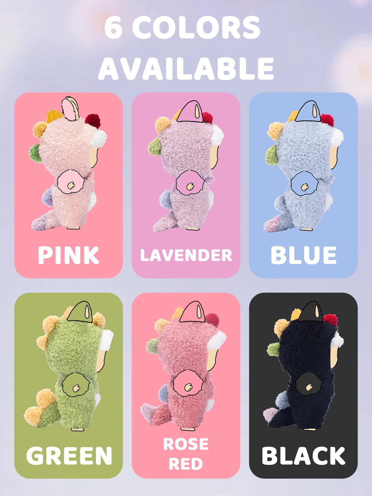 VVQUI Dino Doll Outfit for LABUBU 17cm Doll | Black Dinosaur Jumpsuit & Keychain