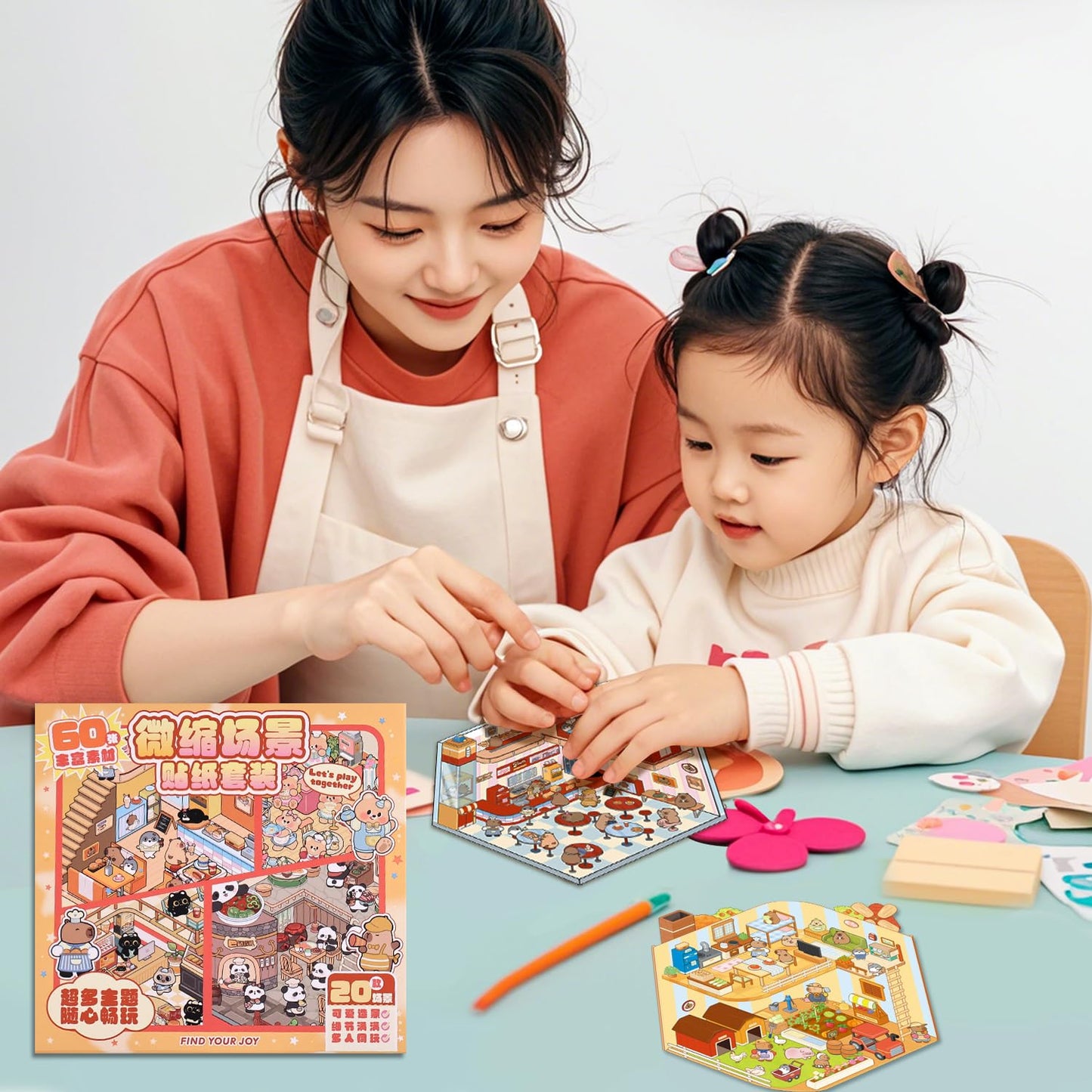 VYRANA Girls 3D Miniature Scene Stickers – 20 DIY 3D House Sticker Sets