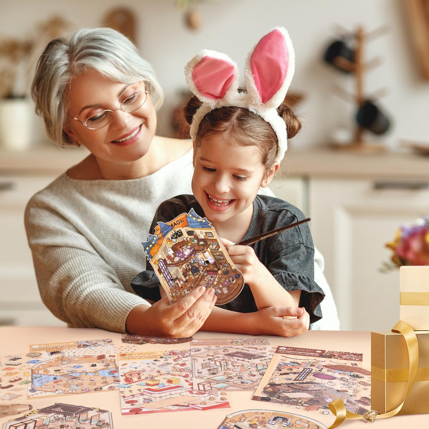 VYRANA Girls 3D Miniature Scene Stickers – 4 DIY World Travel Sets for Creative Play