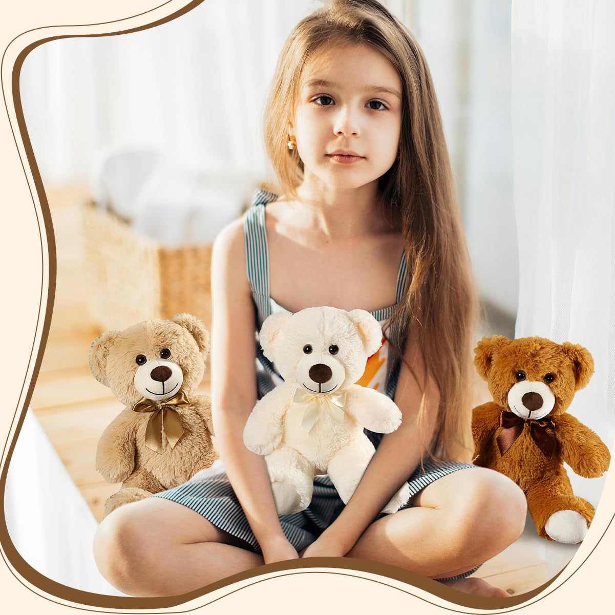 VYUSIT 6-Pcs Teddy Bear Plush Set — 13.5-Inch Soft Stuffed Bears for Baby Showers, Parties, Gifts