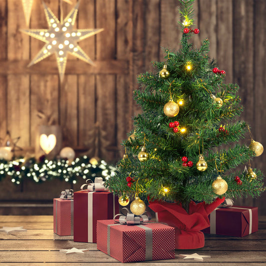 2FT 60cm PVC Artificial Christmas Tree with LED Lights