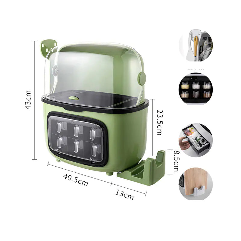 Multifunctional Kitchen Storage Box – Seasoning & Utensil Organiser