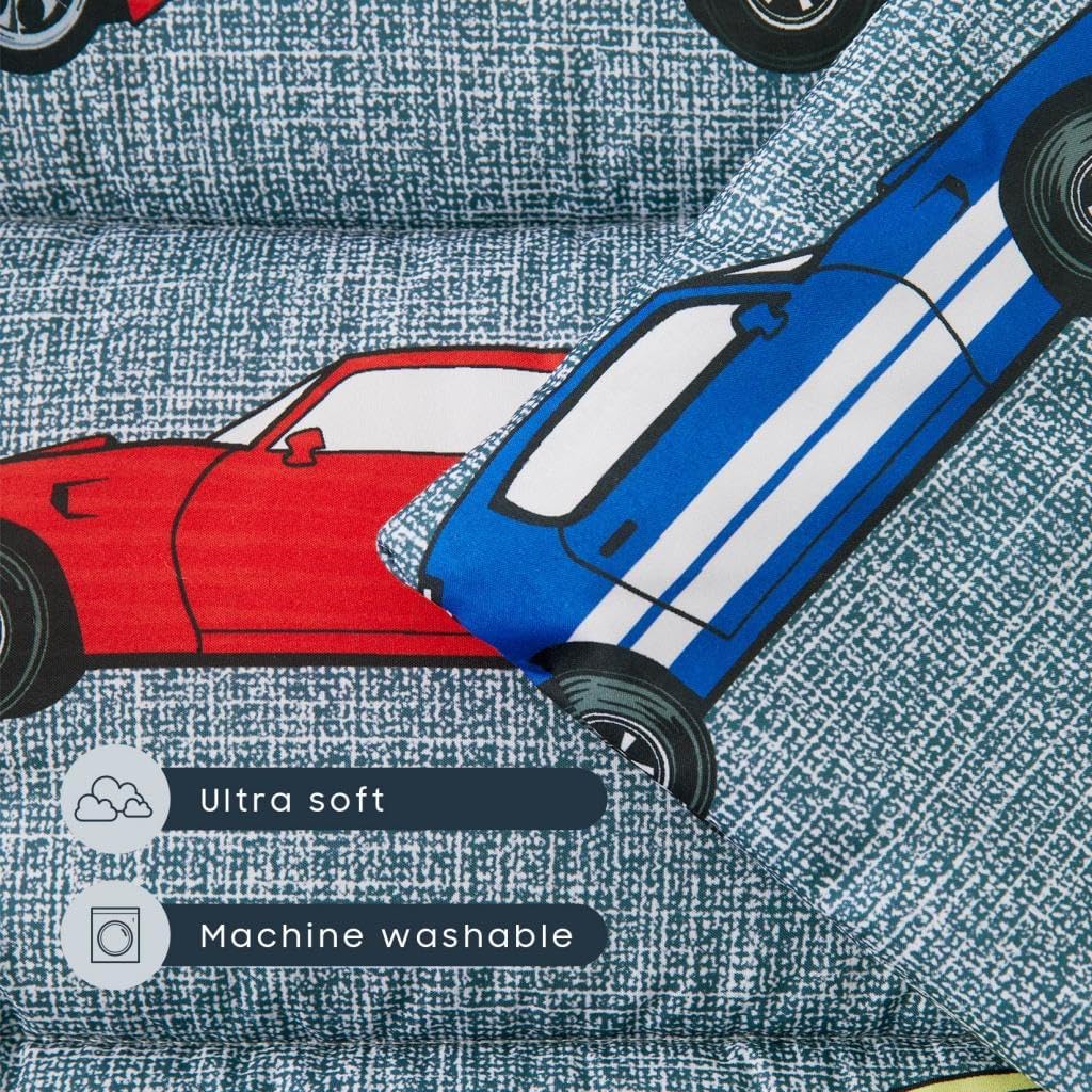 Wake In Cloud Toddler Nap Mat with Pillow & Blanket – Race Car Design, 50 x 20 in