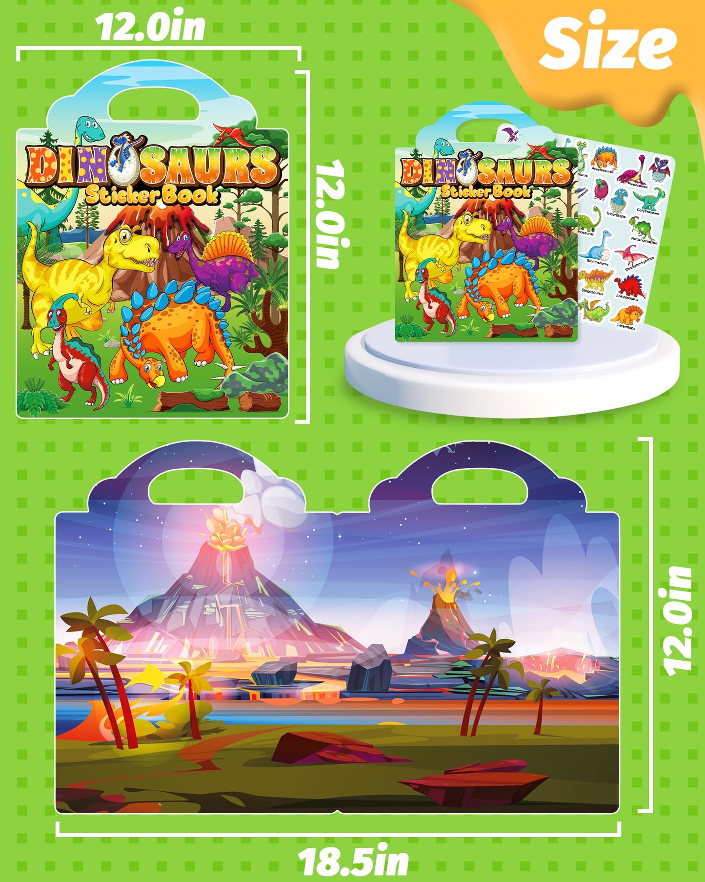 Walenced Reusable Dinosaur Sticker Book for Toddlers – Portable, Screen-Free Creative Play