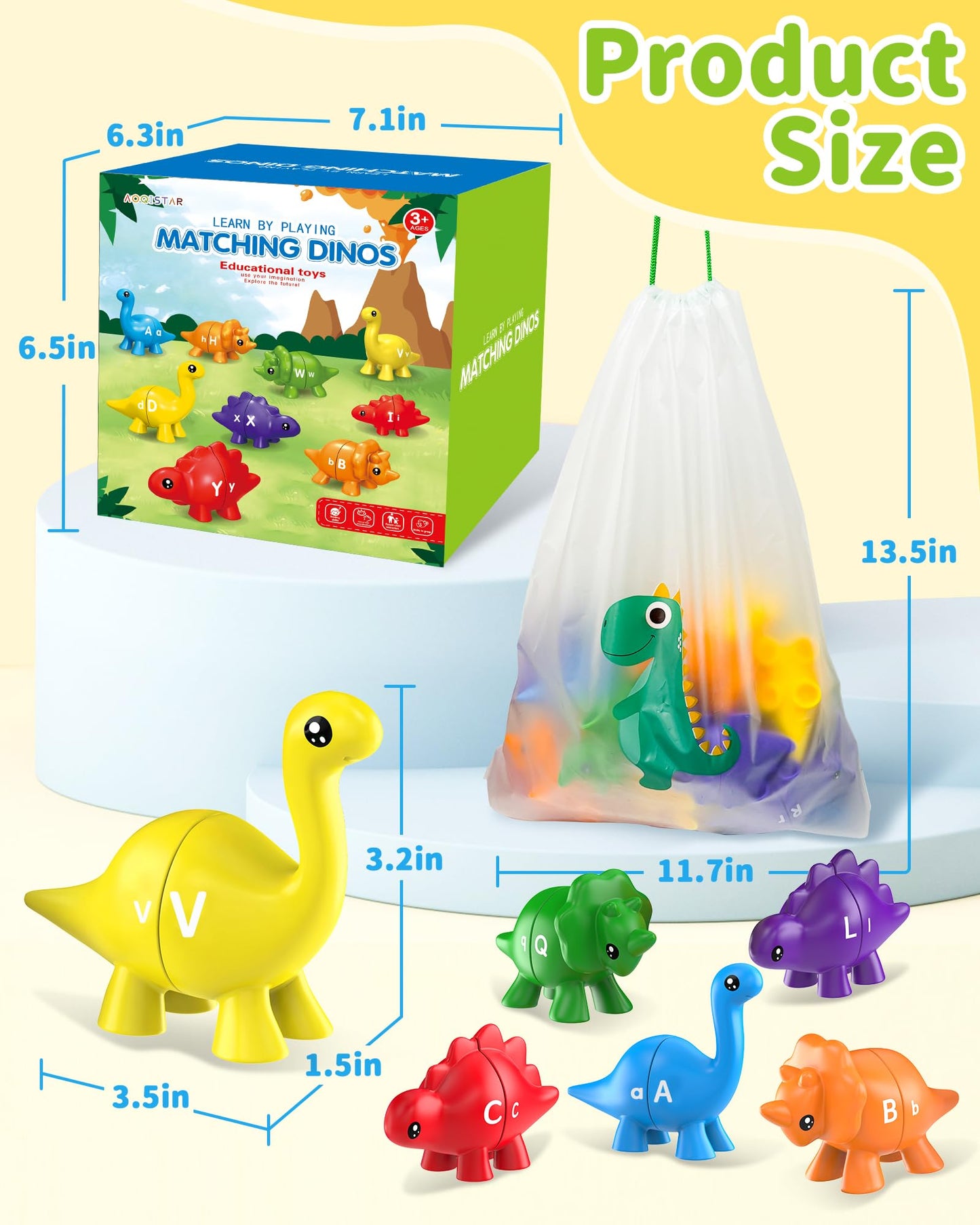 Walenty 26PCS Dinosaur Alphabet Learning Toys for Toddlers – Montessori Letter Matching