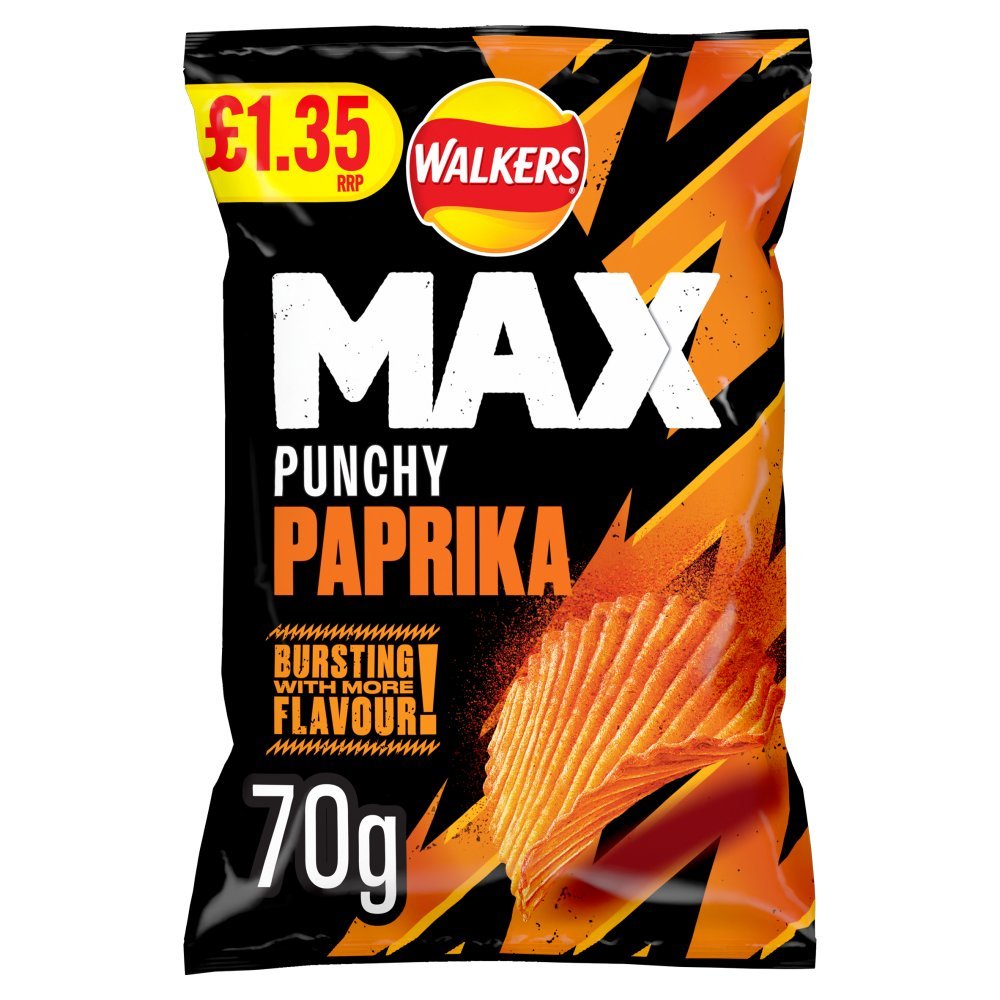 Walkers Max Punchy Paprika Crisps 70g (Box of 15)